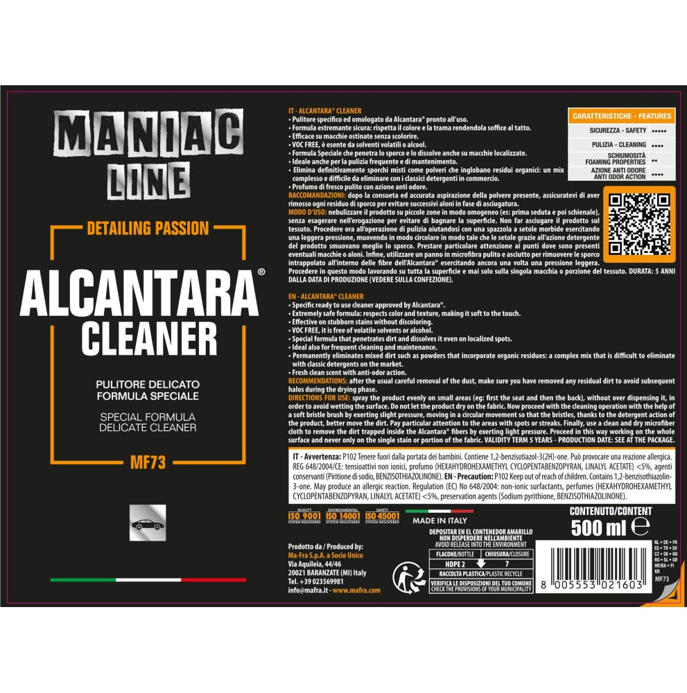 Alcantara® Cleaner - Maniac Line For Car Detailing