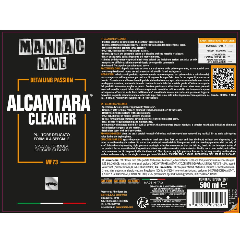 Alcantara® Cleaner - Maniac Line For Car Detailing