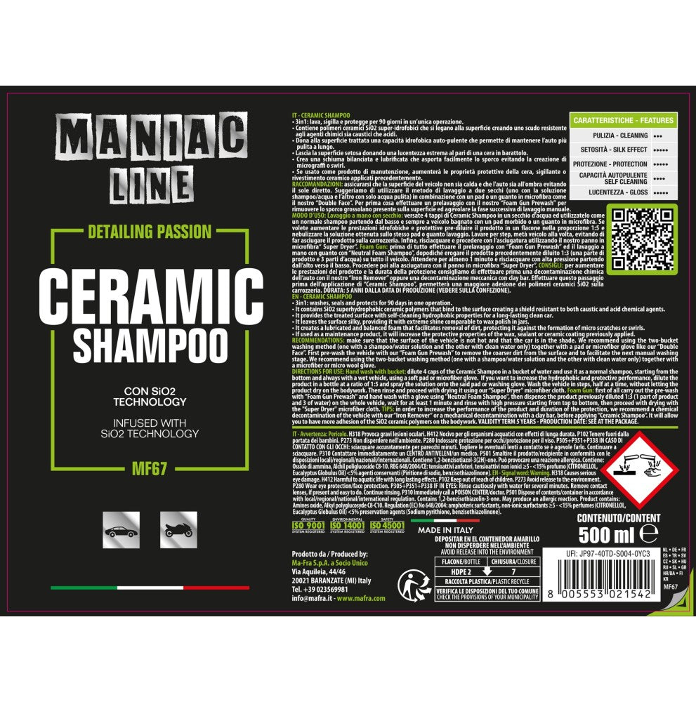 Ceramic Shampoo - Maniac Line For Car Detailing