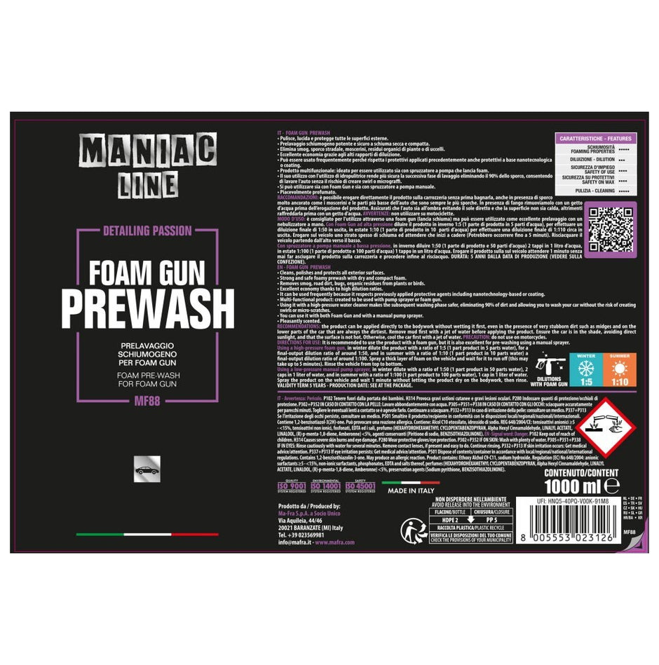 Foam Gun Prewash - Maniac Line For Car Detailing
