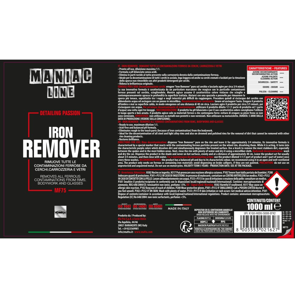 Iron Remover - Maniac Line For Car Detailing